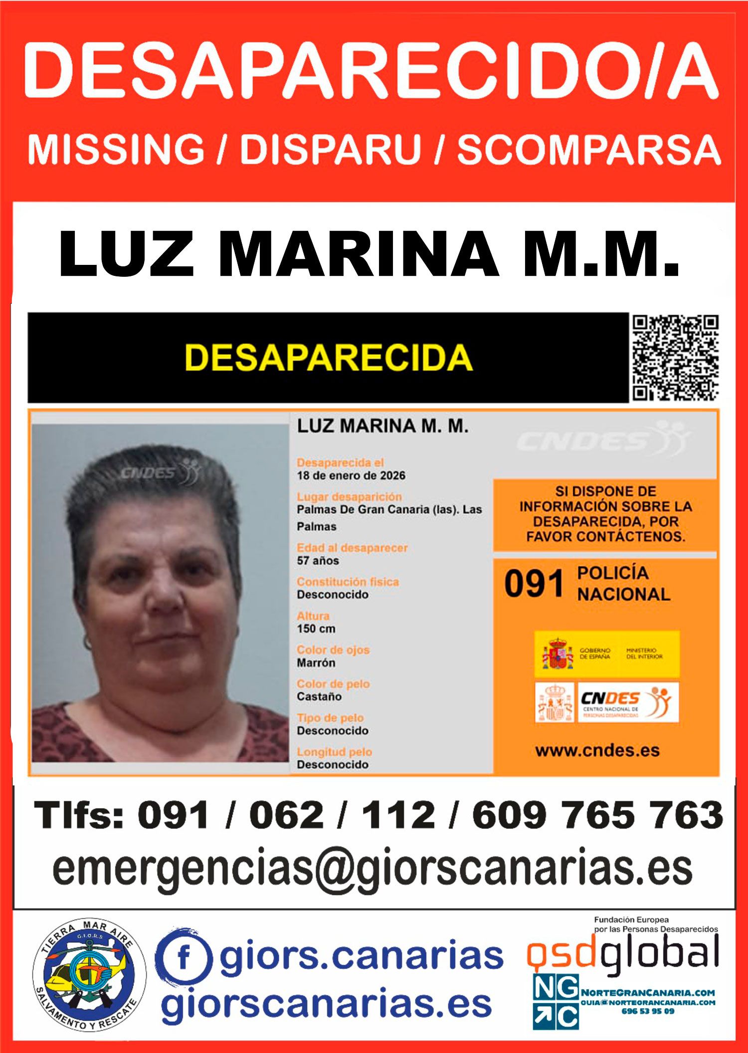 Cada minuto cuenta: GIORS Canarias y Policía Nacional trabajan unidos para localizar a Luz Marina