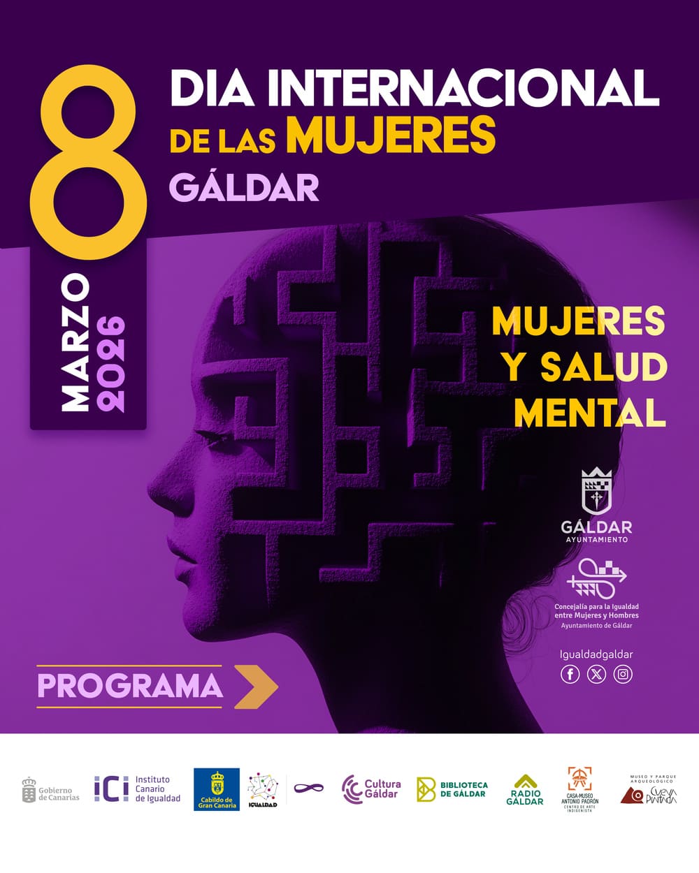 Gáldar celebra el Día Internacional de las Mujeres 2026 con un amplio programa bajo el lema ‘Mujeres y Salud Mental’