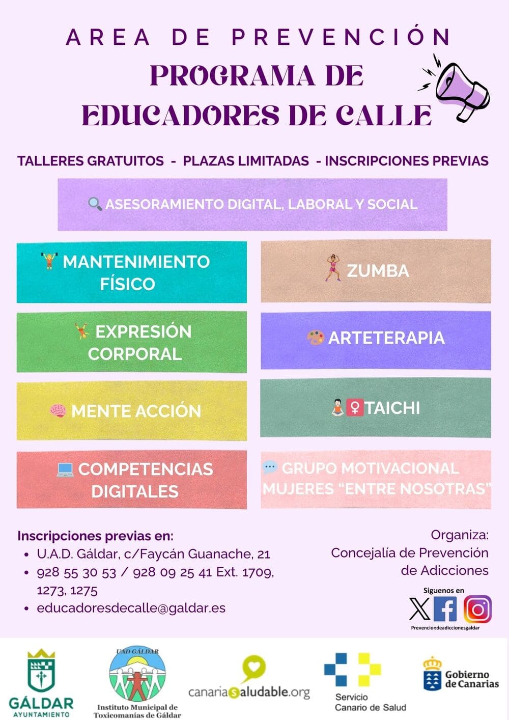 Gáldar ofrece talleres gratuitos para promover la salud integral y la prevención de adicciones