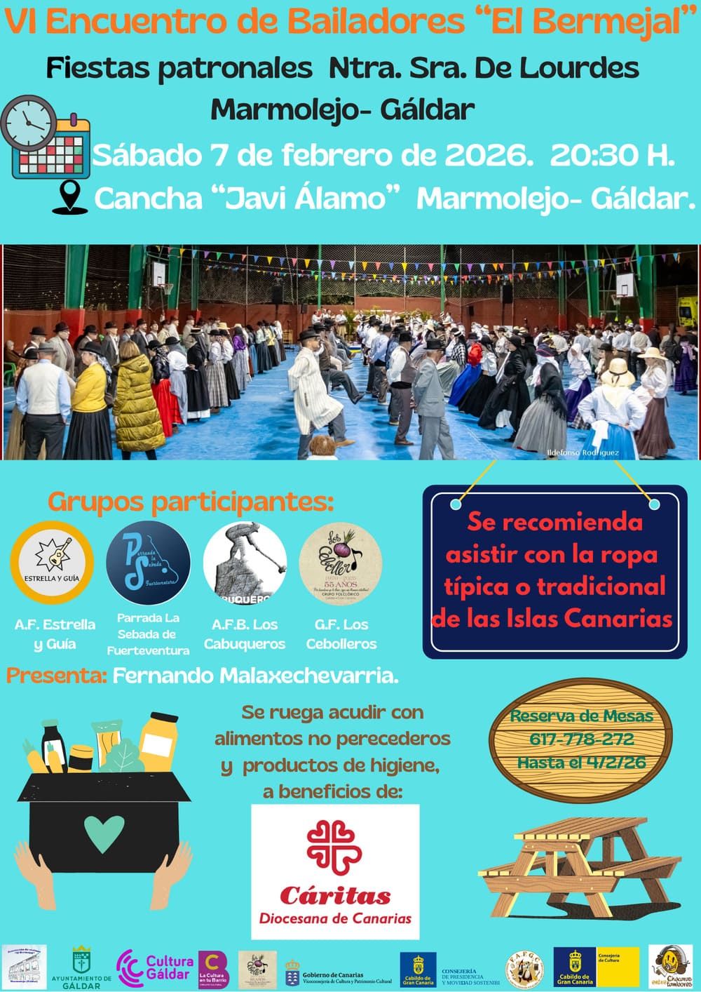 Marmolejo se convierte este sábado 7/02 en el corazón del folclore canario con el VI Encuentro de Bailadores