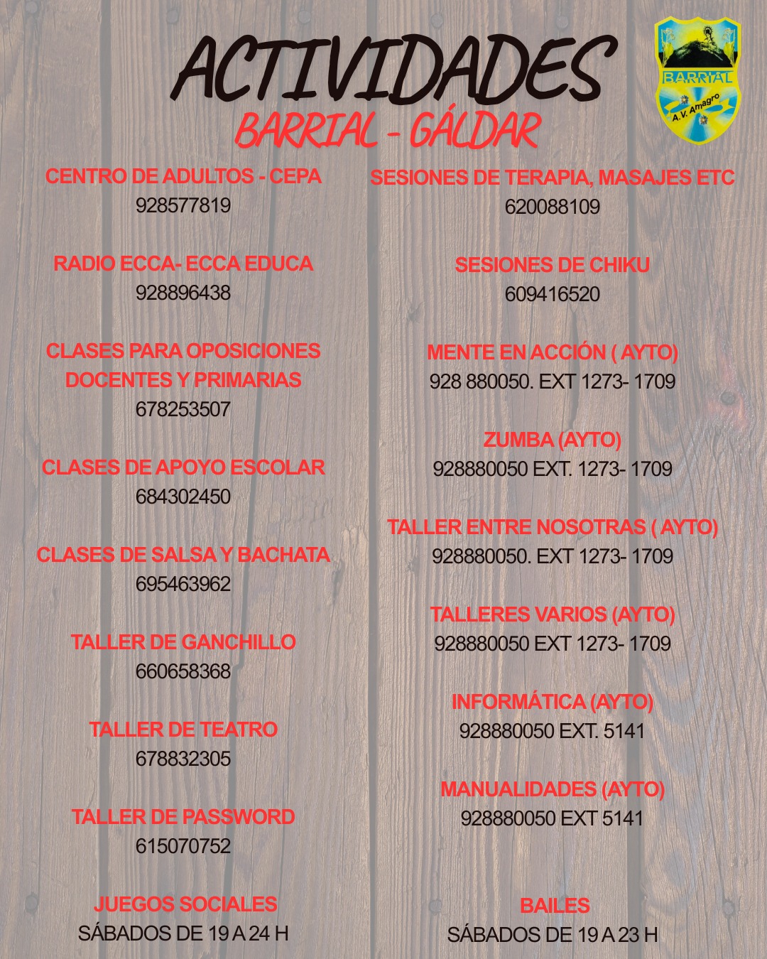 La A.V. “Amagro” amplía su programación de talleres y actividades en Barrial