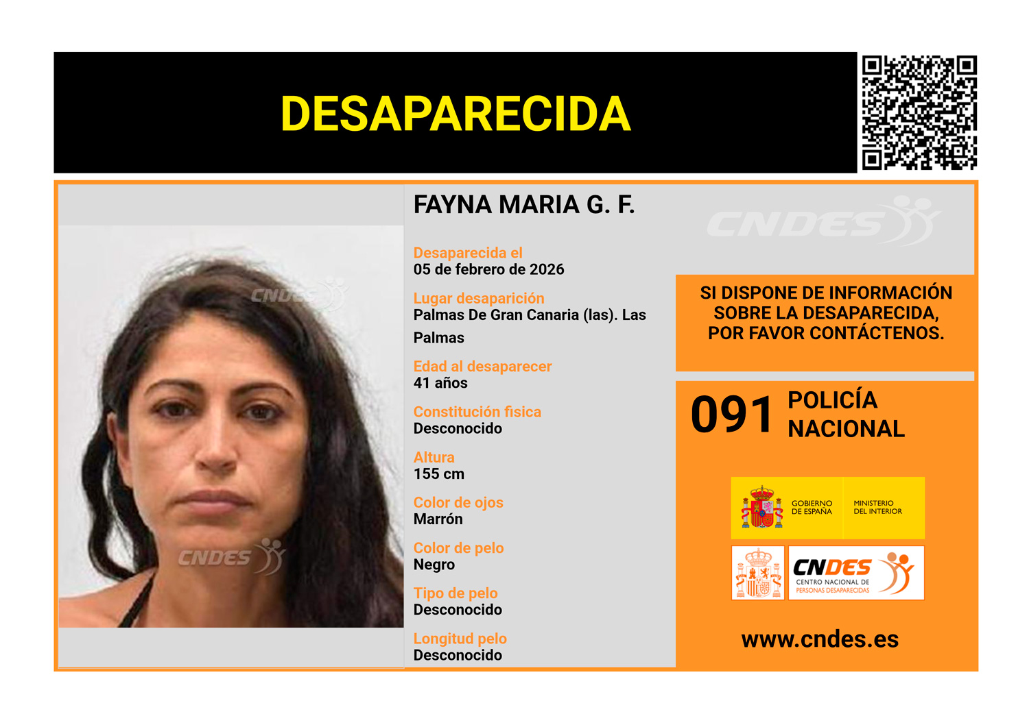ALERTA: Desaparición de Fayna María G. F. en Las Palmas de Gran Canaria