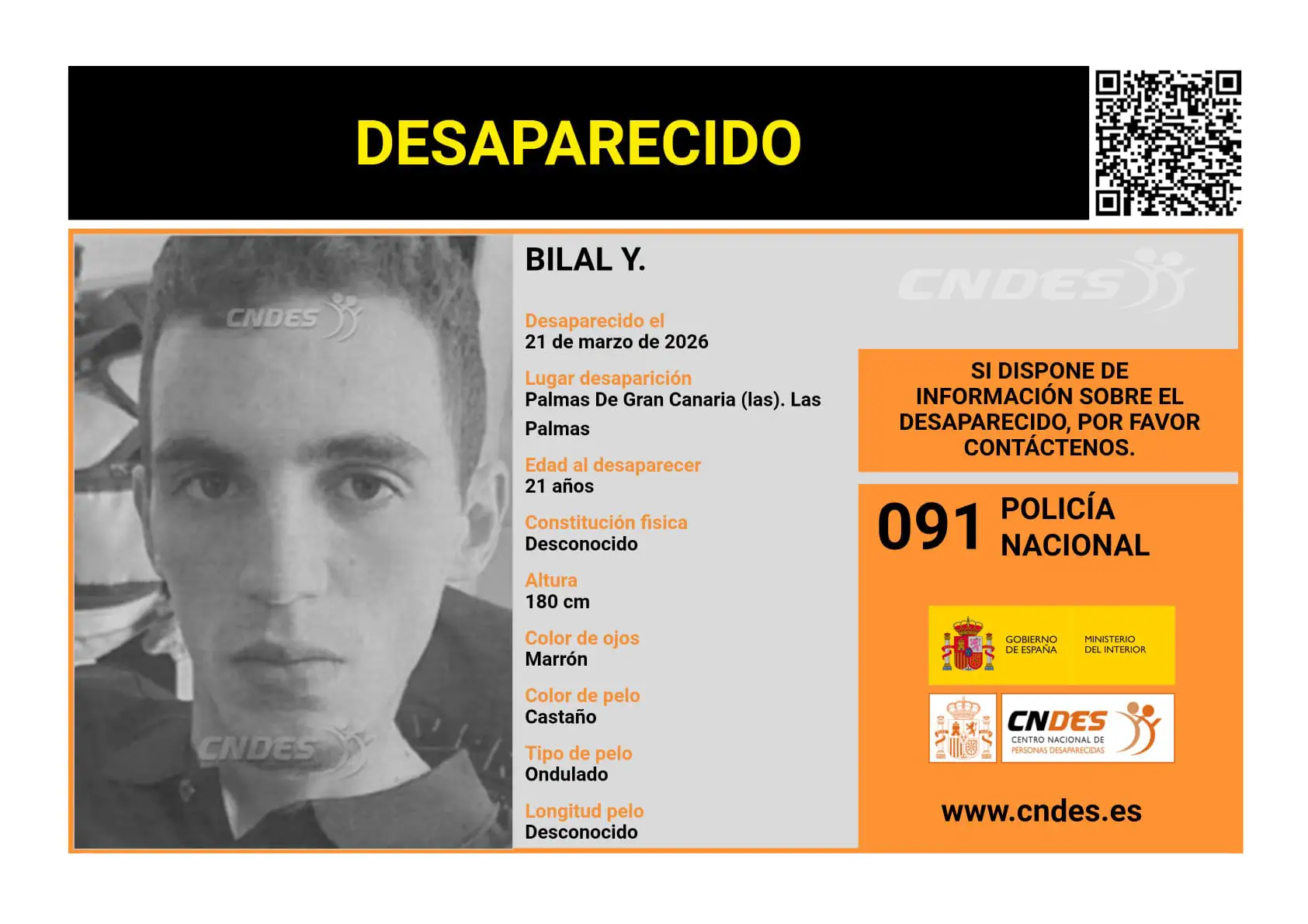 Cada minuto cuenta: La Policía Nacional pide ayuda ciudadana para localizar a Bilal Y. en Gran Canaria