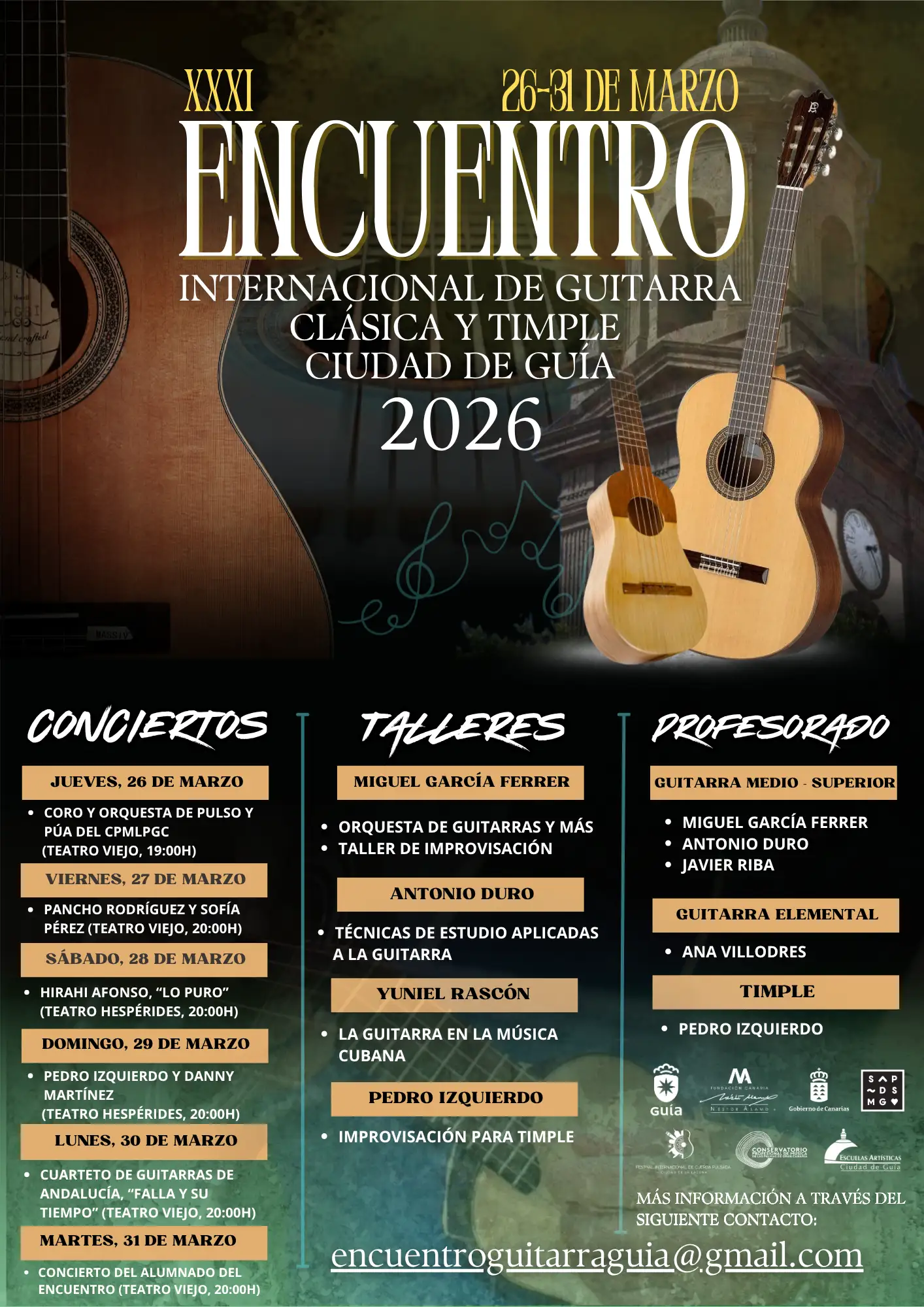 Cartel Xxxi Encuentro Guitarra Y Timple Ciudad De GuÍa