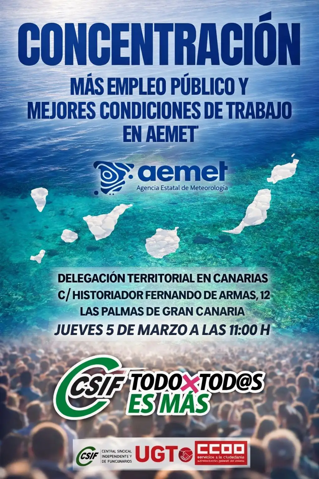 El personal de AEMET en Canarias se movilizara el jueves día 5 ante el deterioro crítico de este servicio público meteorológico