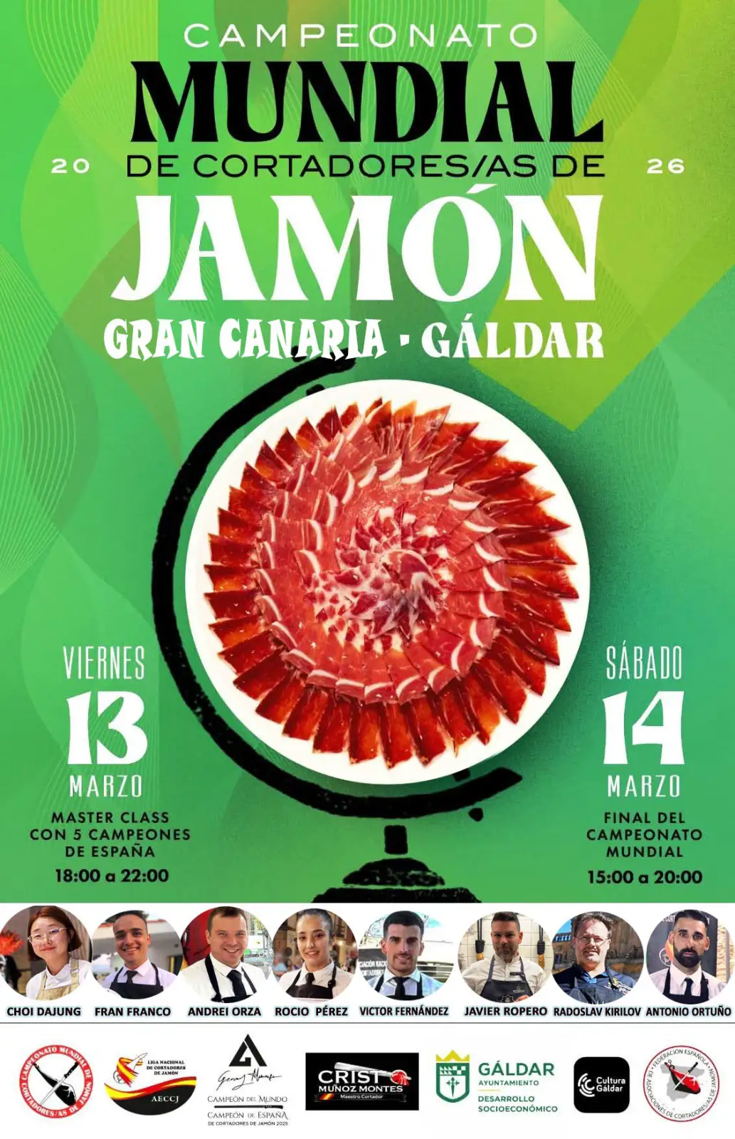 Gáldar se consagra como centro mundial del arte del corte de jamón con el Campeonato 2026