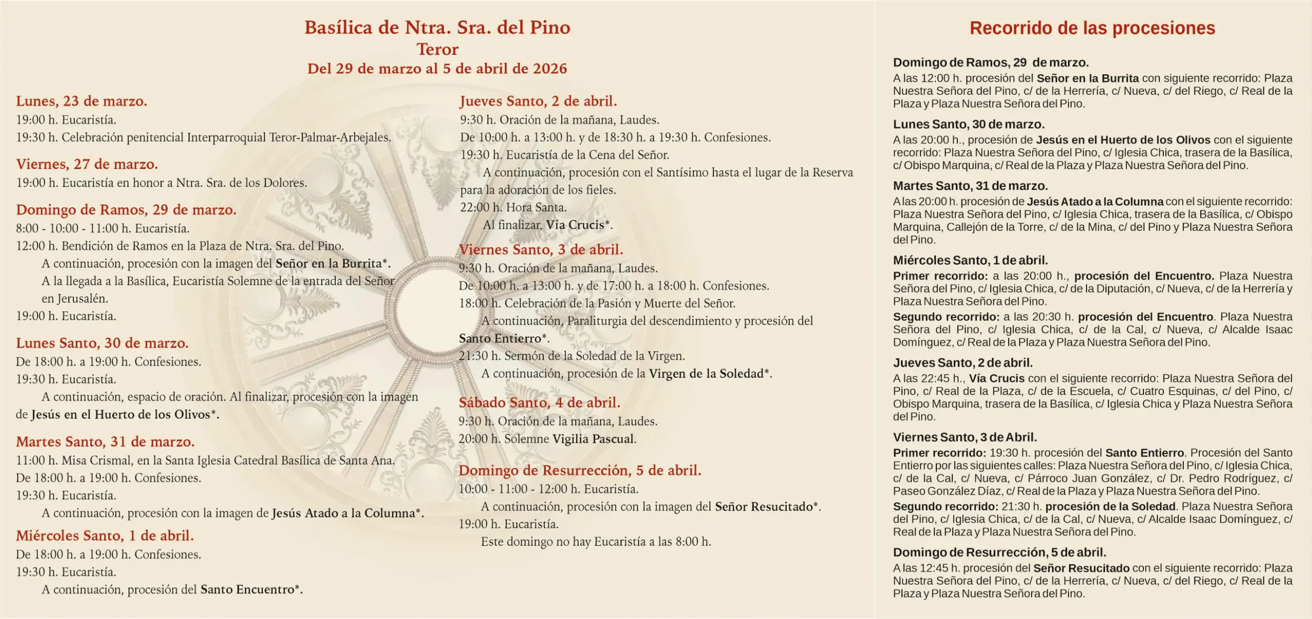 Programa Semana Santa Teror 2026