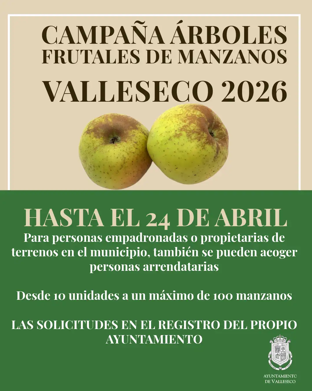 Valleseco activa la campaña de subvención de manzaneros 2026 hasta el 24 de abril