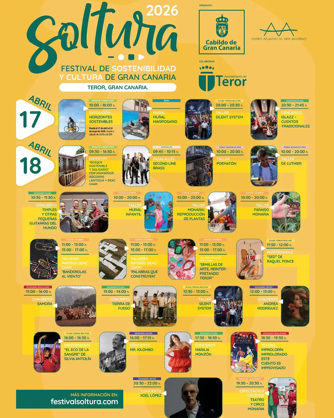 El Festival ‘SOLTURA’ ofrece en Teror este sábado 8 conciertos gratuitos, con Xoel López, Marilia Monzón y Mr Kilombo entre otros