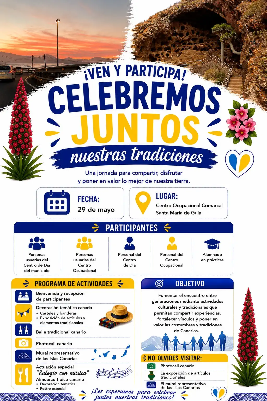 El Centro Ocupacional Comarcal Santa María de Guía celebra el Día de Canarias con una gran jornada de convivencia y tradiciones