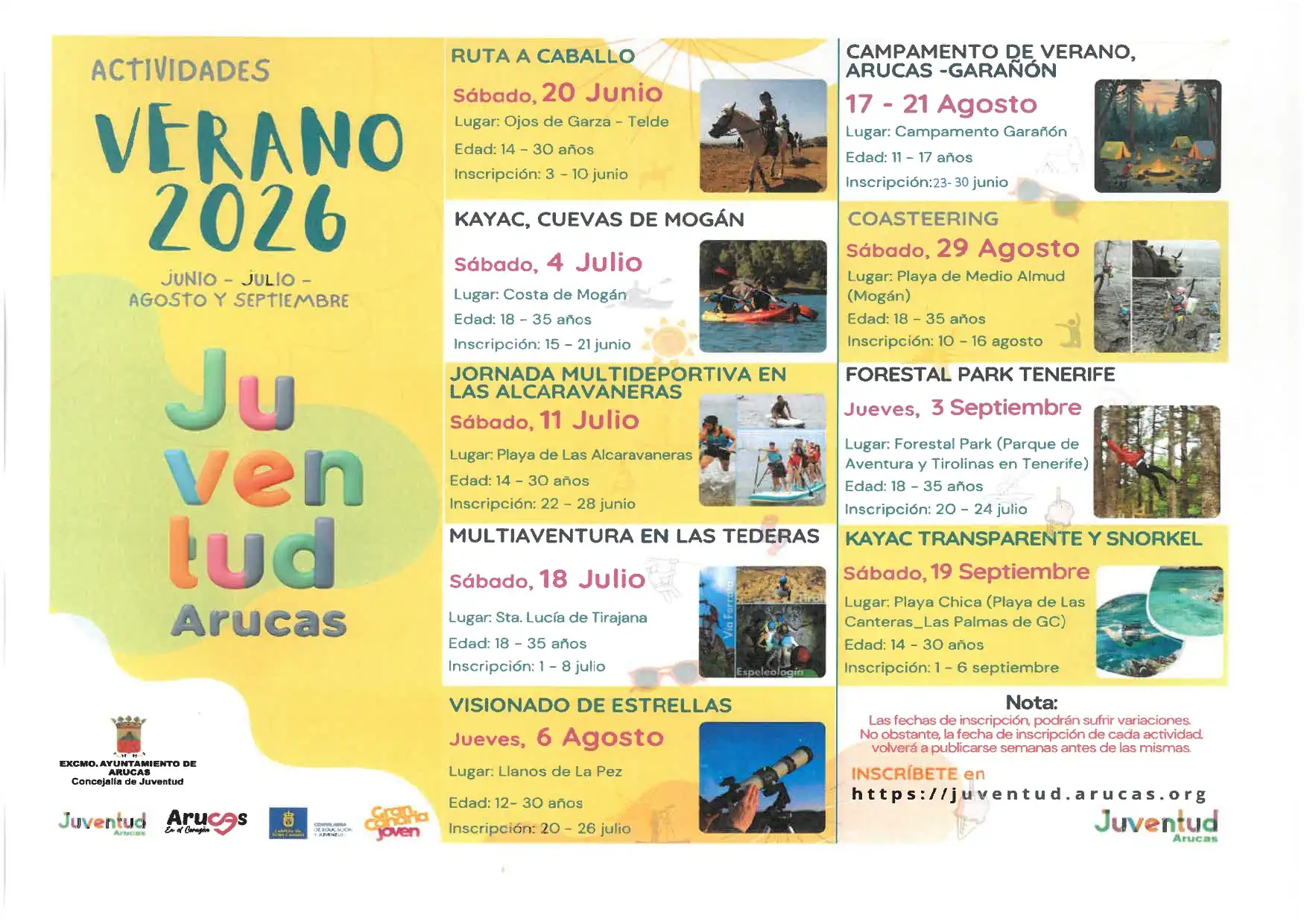 Flyer Actividades Juventud Verano 2026