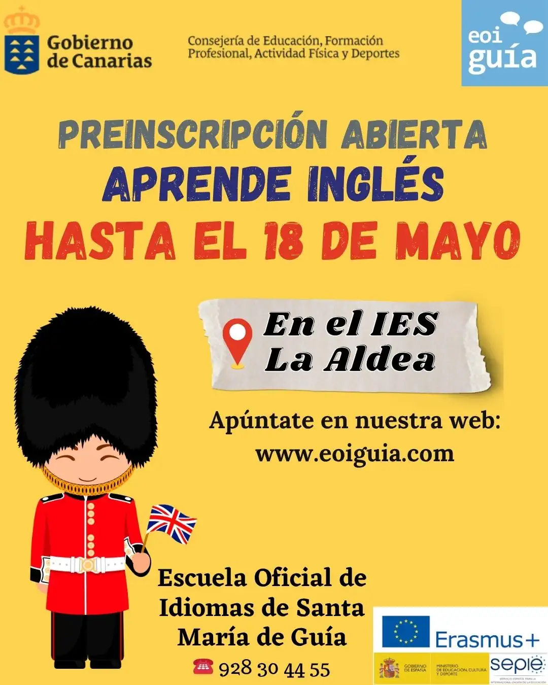 La Escuela Oficial de Idiomas de Santa María de Guía abre el plazo de preinscripción para estudiar inglés en La Aldea en el curso 2026-2027
