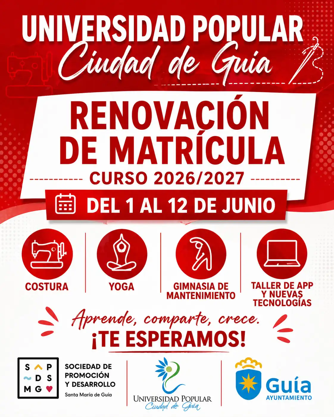 La Universidad Popular Ciudad de Guía abre la renovación de matrícula del 1 al 12 de junio