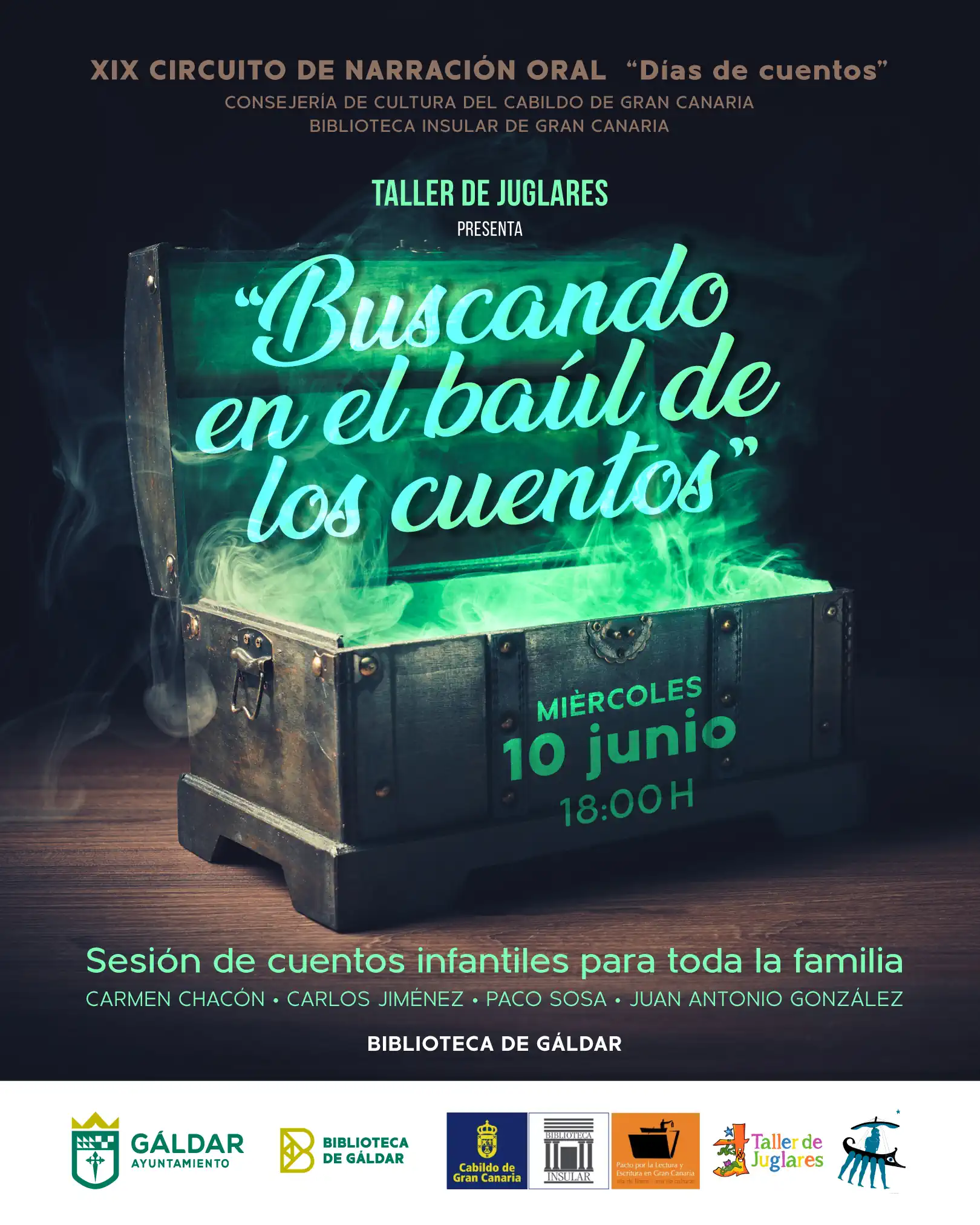 La Biblioteca de Gáldar acoge el 10 de junio el espectáculo familiar ‘Buscando en el baúl de los cuentos’