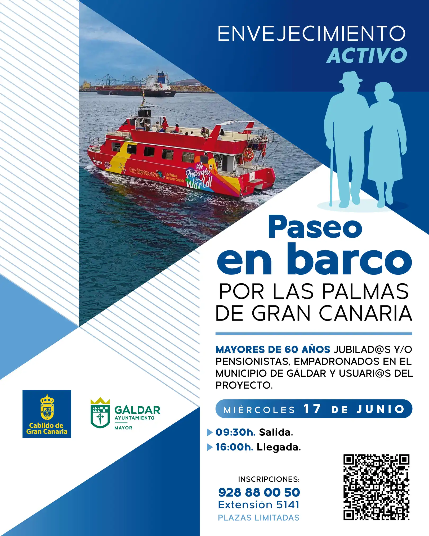 Envejecimiento Activo organiza un paseo en barco por Las Palmas de Gran Canaria el 17 de junio