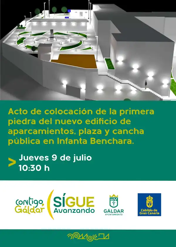 Cartel Acto De Colocación Primera Piedra Del Edificio De Aparcamientos Del Saulo Torón