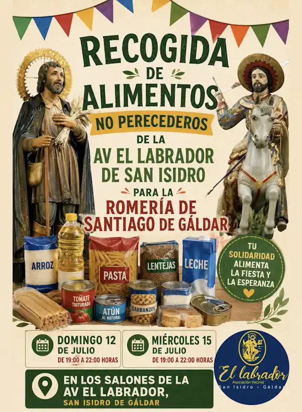 La AV El Labrador organiza una recogida solidaria de alimentos para la Romería de Santiago de Gáldar