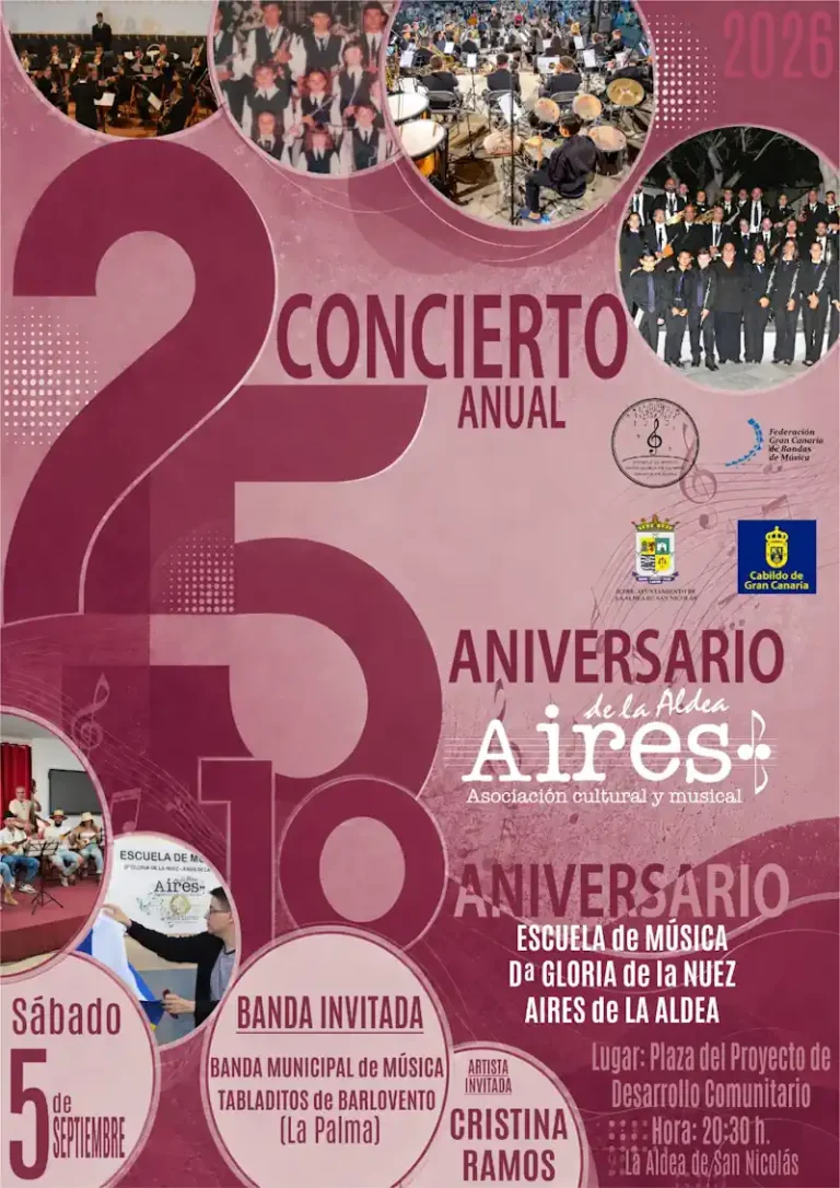 Cartel Concierto 25º Aniversario Aires La Aldea