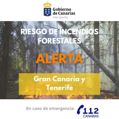 La llegada de un episodio cálido y tropical activa la alerta por riesgo de incendios forestales en Gran Canaria y Tenerife