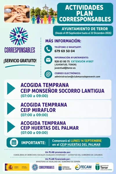Teror pone en marcha el ‘Plan Corresponsables’ con servicio de acogida temprana en los tres colegios del municipio