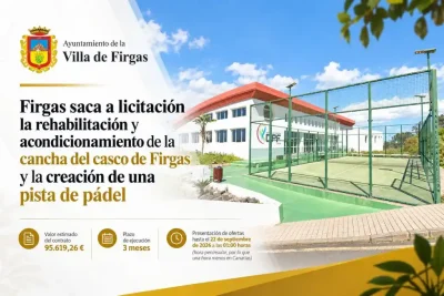 Firgas saca a licitación la rehabilitación y acondicionamiento de la cancha del casco de Firgas y la creación de una pista de pádel