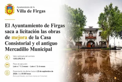 El Ayuntamiento de Firgas saca a licitación las obras de mejora de la Casa Consistorial y el antiguo Mercadillo Municipal