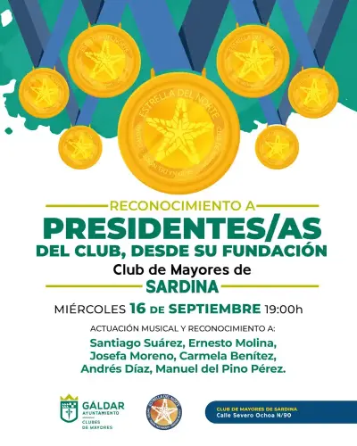 NP. El Club de Mayores de Sardina reconocerá este miércoles a sus presidentes desde su fundación