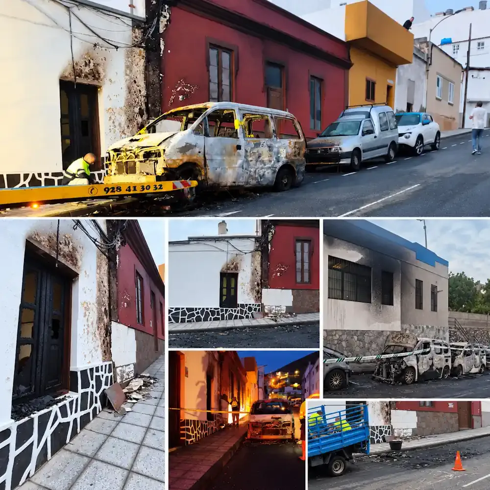 coches incendiados en santa maria de guia