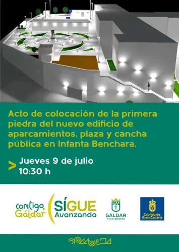 Cartel Acto De Colocación Primera Piedra Del Edificio De Aparcamientos Del Saulo Torón