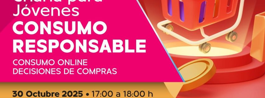 Cartel de charla para jóvenes sobre Consumo Responsable