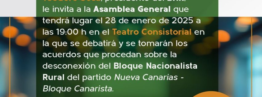 Cartel de la Asamblea General Extraordinaria del BNR