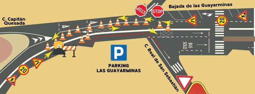 Cartel de la obra en la Bajada de Las Guayarminas