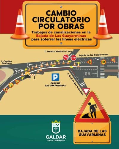 Cartel De La Obra En La Bajada De Las Guayarminas
