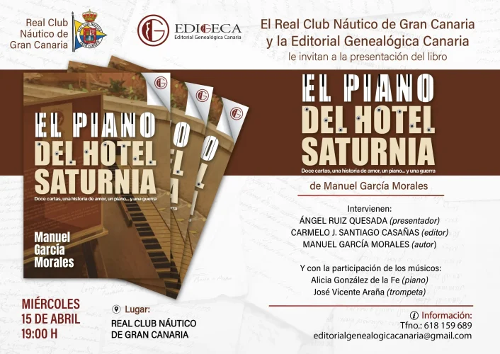 Cartel Invitación El Piano Del Hotel Saturnia. Real Club Náutico De Gran Canaria