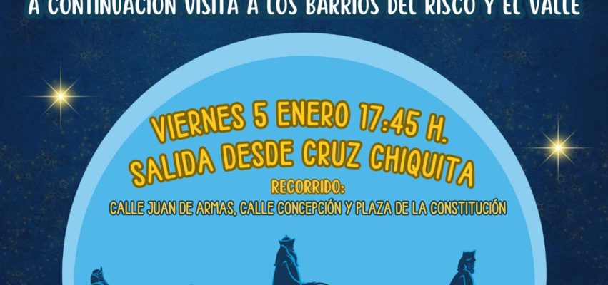 Cartel para el 5 de enero recepción de los Reyes Magos