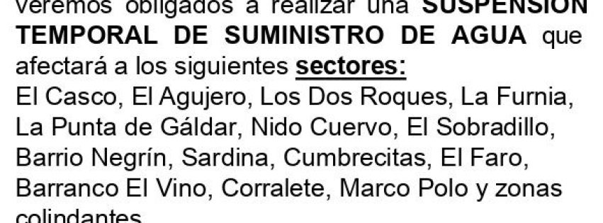 Cartel suspensión de suministro Cartel suspensión de suministro