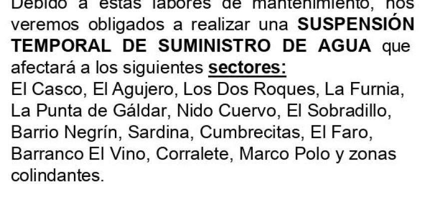 Cartel suspensión de suministro