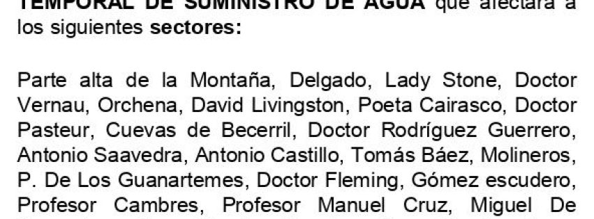 Cartel suspensión del suministro de Aqualia