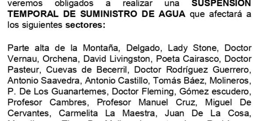 Cartel suspensión del suministro de Aqualia