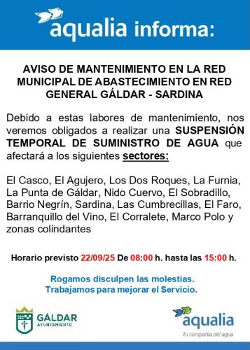 Corte de Aqualia lunes 22