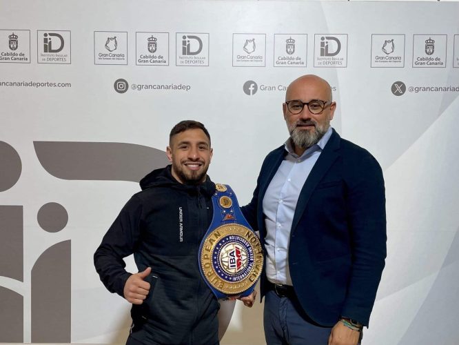 El Consejero De Deportes, Aridany Romero, Recibe Al Boxeador Samuel Carmona Tras Su Reciente Título Europeo