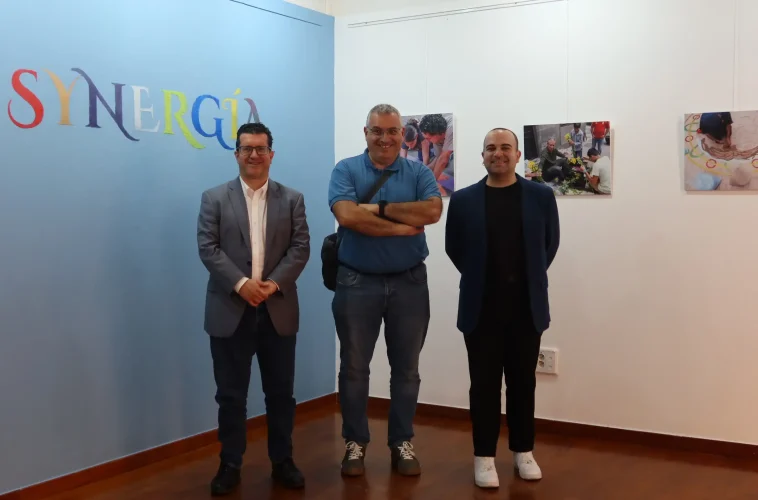 Inauguración SynergÍa. De Izq. A Dercha. Alcalde Arucas Juan Jesús Facundo, Job Marrero Alemán, Conc. Cultura Carlos González