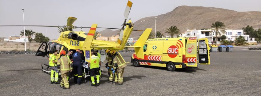 Recursos de emergencias asisten a ciclista accidentado en Fuerteventura